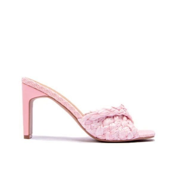 !! NEW !! Raffia Mule Heels in Pink - Picture 6 of 9